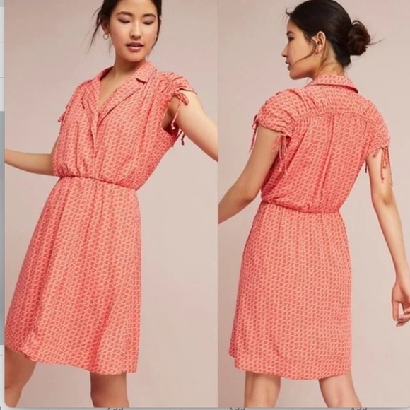 Maeve Anthropologie Carlotta Ruched Draw String Shirt Dress, XS - Picture 1 of 9